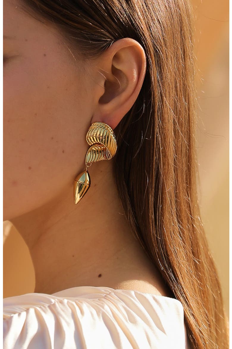 Hawk Wing Earrings, Alternate, color, Gold