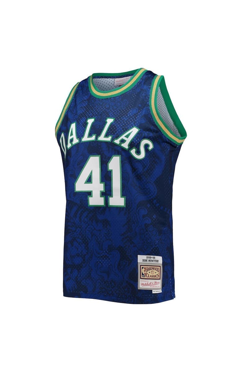 Mitchell & Ness Men's Mitchell & Ness Dirk Nowitzki Blue Dirk Nowitzki Hardwood Classics 1998/99 Lunar New Year Swingman Jersey, Alternate, color, 