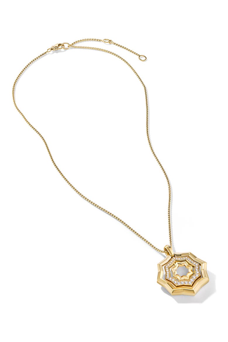 Stax Zig Zag Pendant Necklace in Sterling Silver with Diamonds, 28mm, Alternate, color, 18K YELLOW GOLD