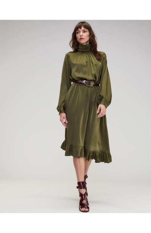 Cynthia Rowley Monroe Silk Charmeuse Dress In Dark_olive