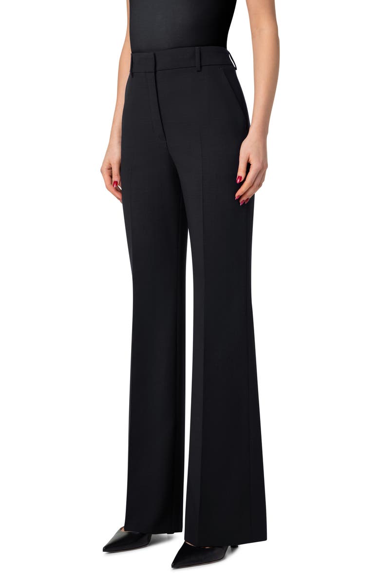 Akris Florine Wide Leg Wool Blend Pants, Alternate, color, Black