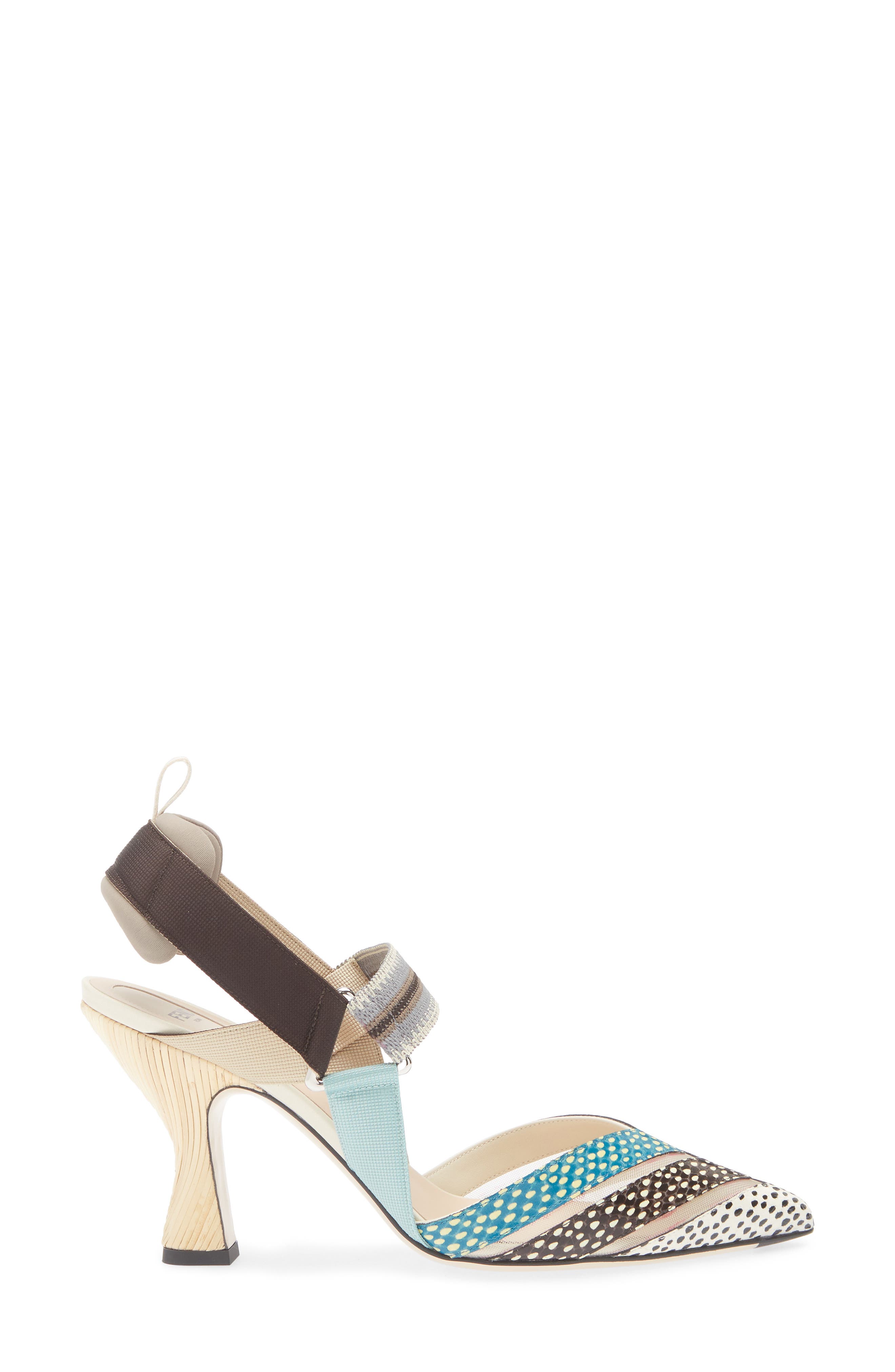 Fendi Colibri Slingback Pump, Alternate, color, White Multi