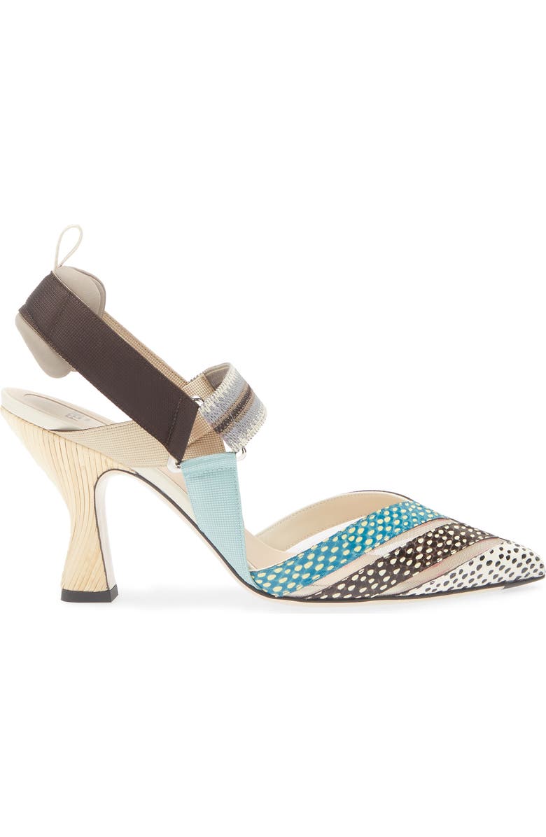 Fendi Colibri Slingback Pump, Alternate, color, White Multi