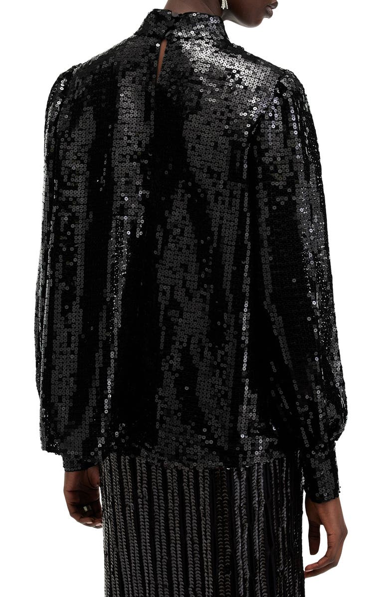 AllSaints Whitney Sequin Top, Alternate, color, Black