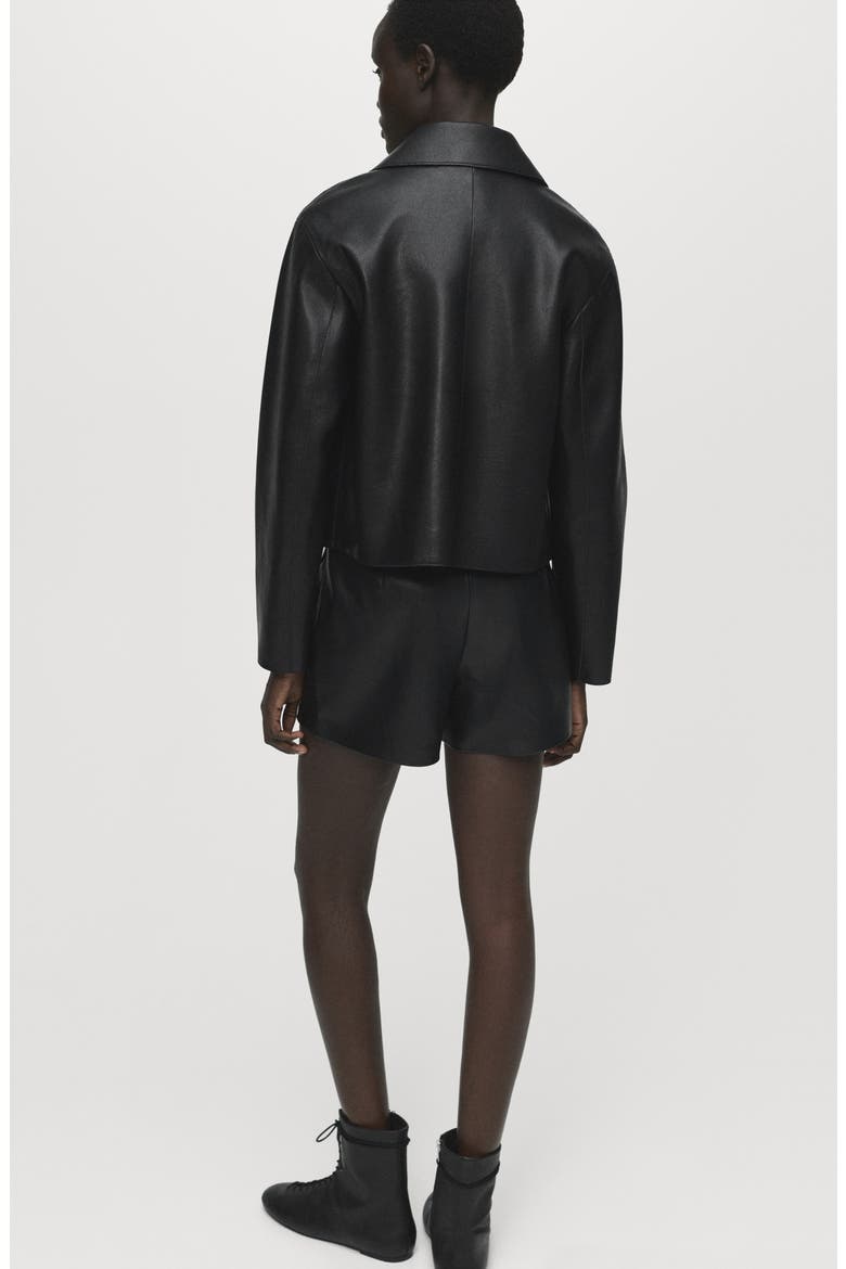 Wrap Faux Leather Skort, Alternate, color, BLACK
