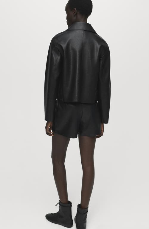 Mango Wrap Faux Leather Skort In Black