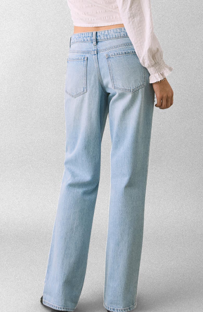 MANGO TEEN Ripped Low Rise Straight Leg Jeans, Alternate, color, Light Blue
