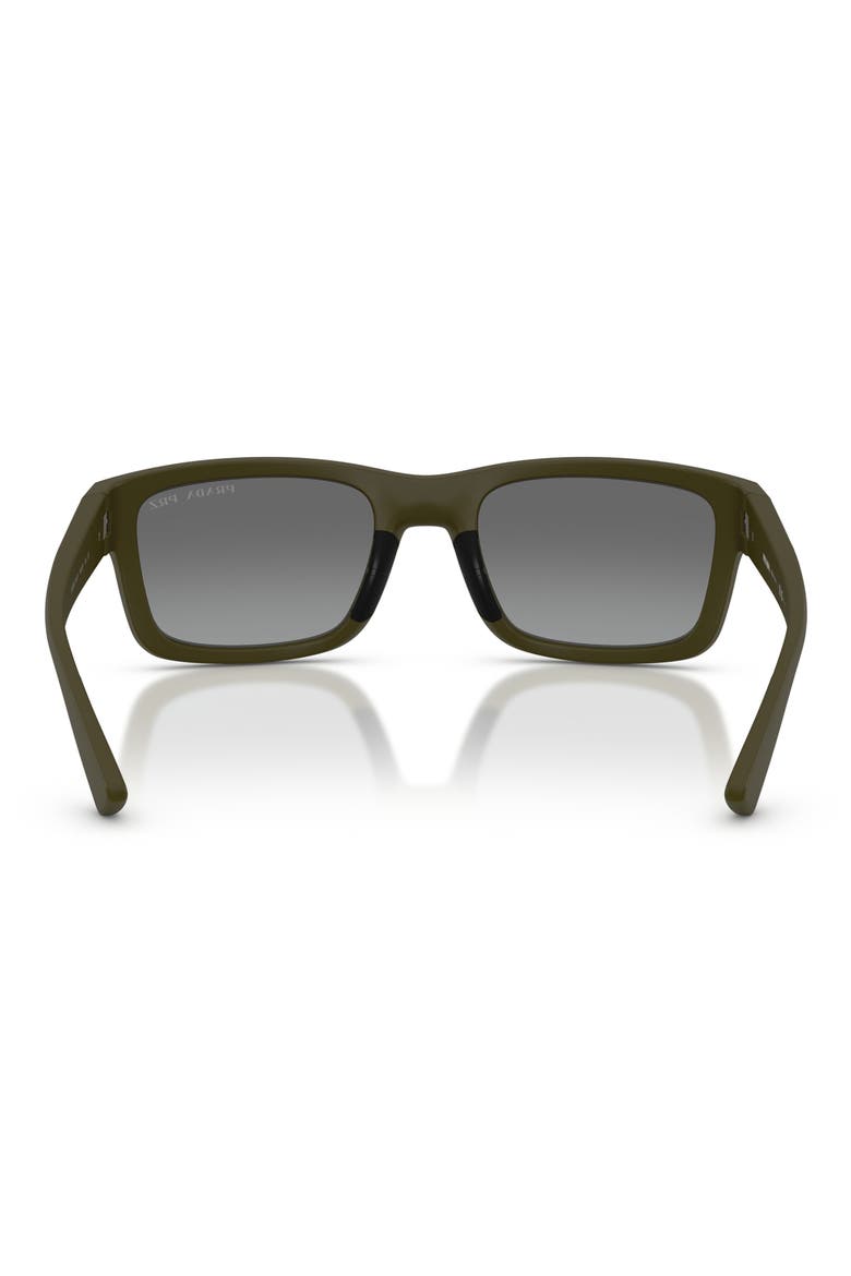 54mm Polarized Gradient Irregular Sunglasses, Alternate, color, MATTE GREEN / GREY SILVER