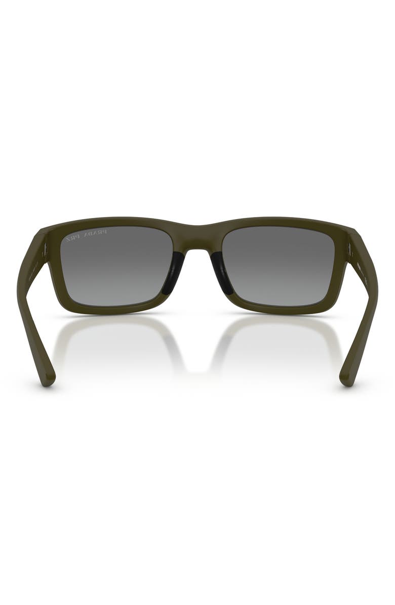 Prada Linea Rossa 54mm Polarized Gradient Irregular Sunglasses, Alternate, color, Matte Green / Grey Silver