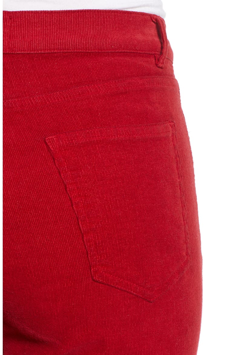 Corduroy Slim Crop Flare Pants, Alternate, color, MINERAL RED