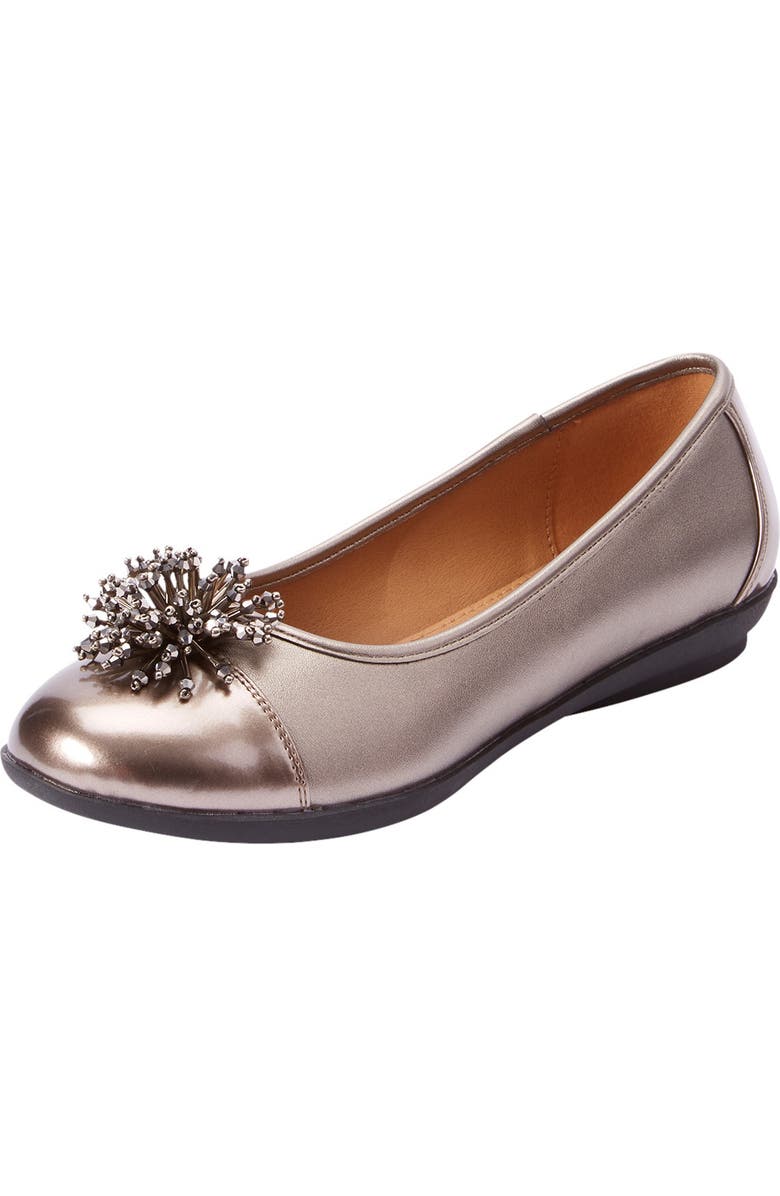 Comfortview The Jancis Slip On Flat, Main, color, Gunmetal