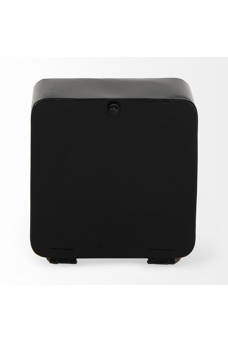Karl Rustic Iron Rounded Square Table Clock, Alternate, color, Black