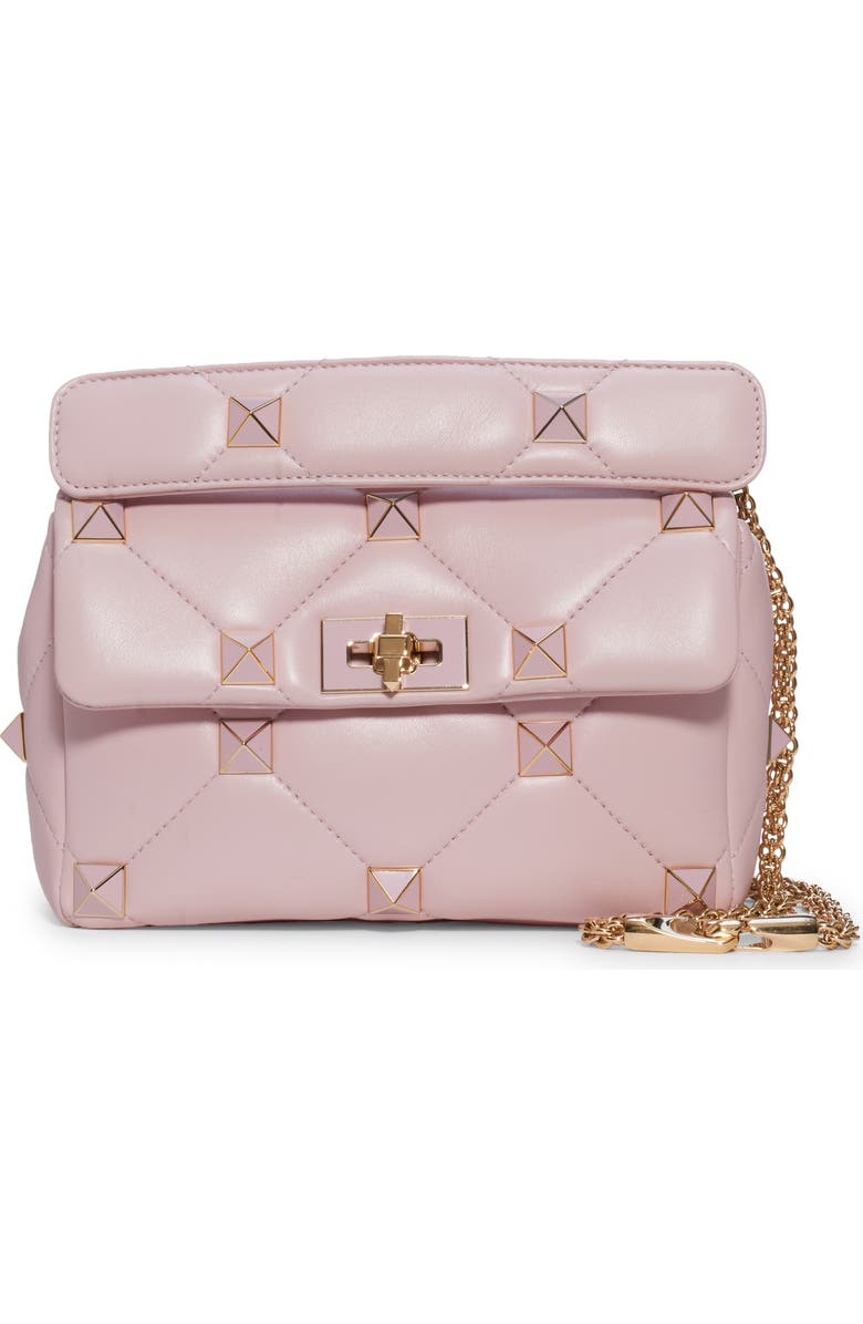 Valentino Garavani Medium Roman Enamel Stud Top Handle Bag, Main, color,