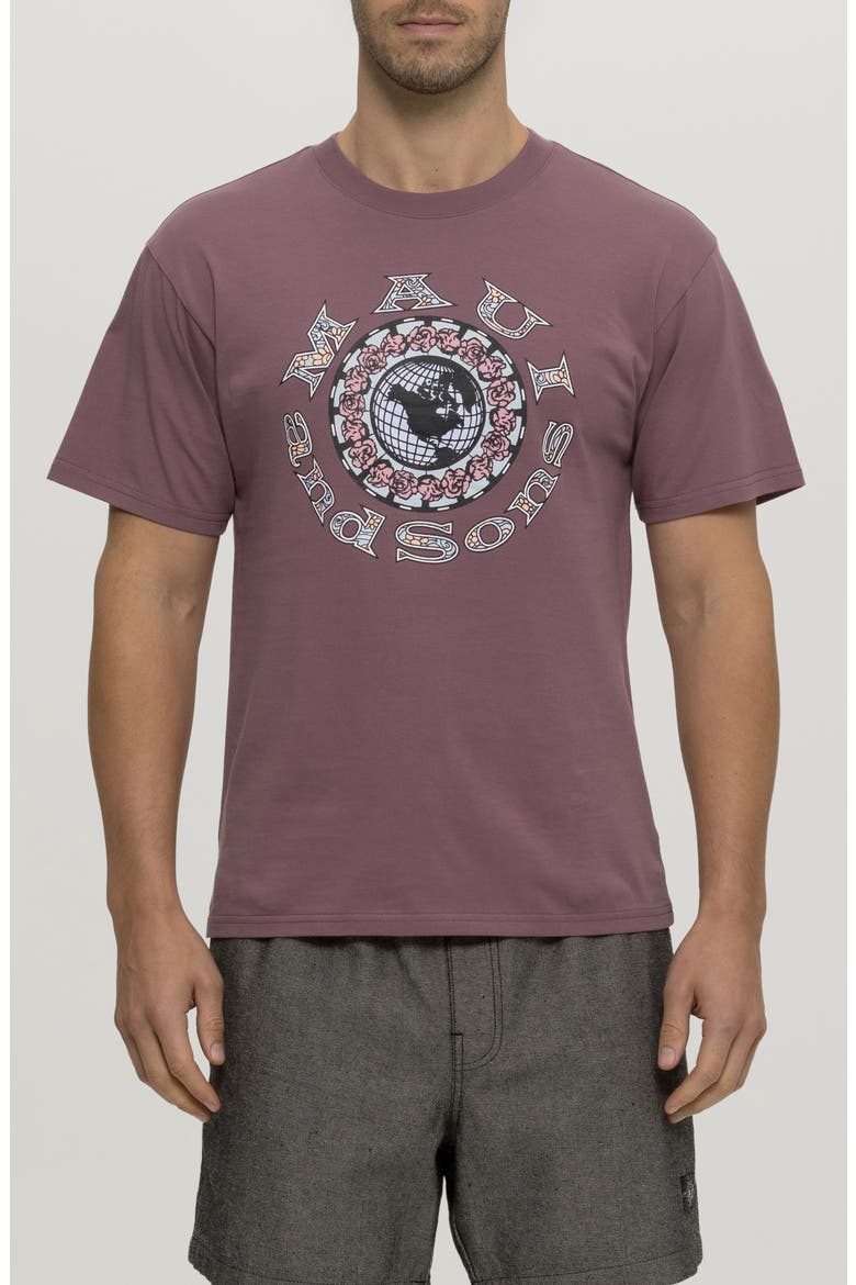 Globe Graphic T-Shirt, Main, color, MAUVE