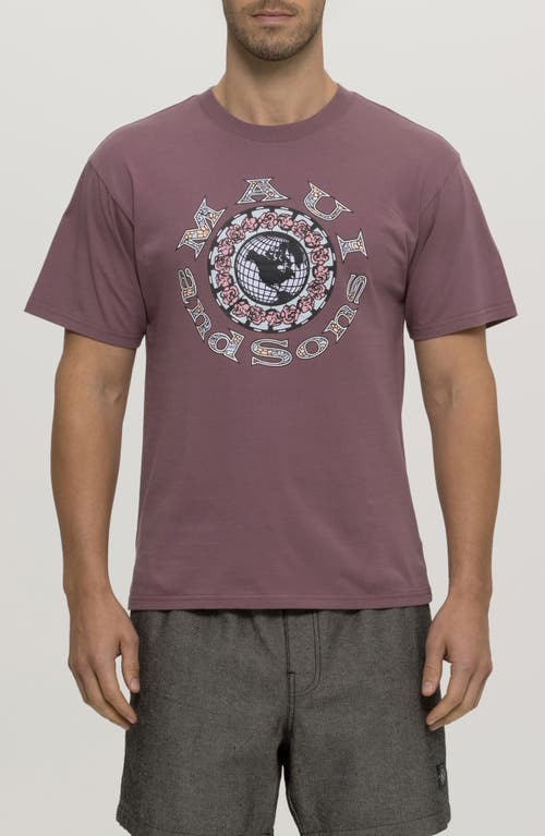 Maui And Sons Maui & Sons Globe Graphic T-shirt In Mauve