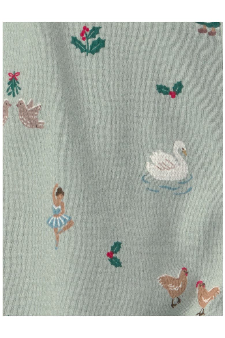 Print Organic Cotton Zip Footie, Alternate, color, 12 DAYS OF CHRISTMAS