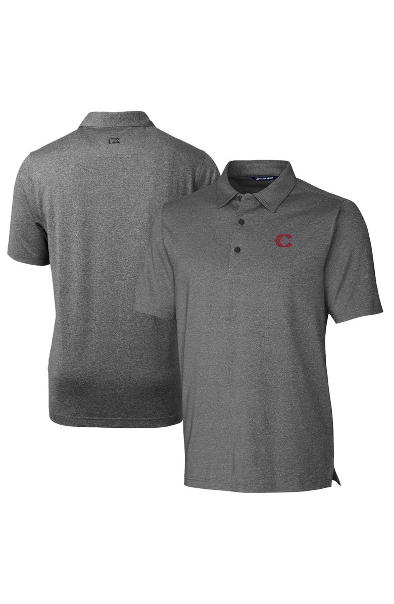 Cutter & Buck Men's Cutter & Buck  Heather Charcoal Cincinnati Reds City Connect Forge Heathered Stretch Polo, Main, color, 