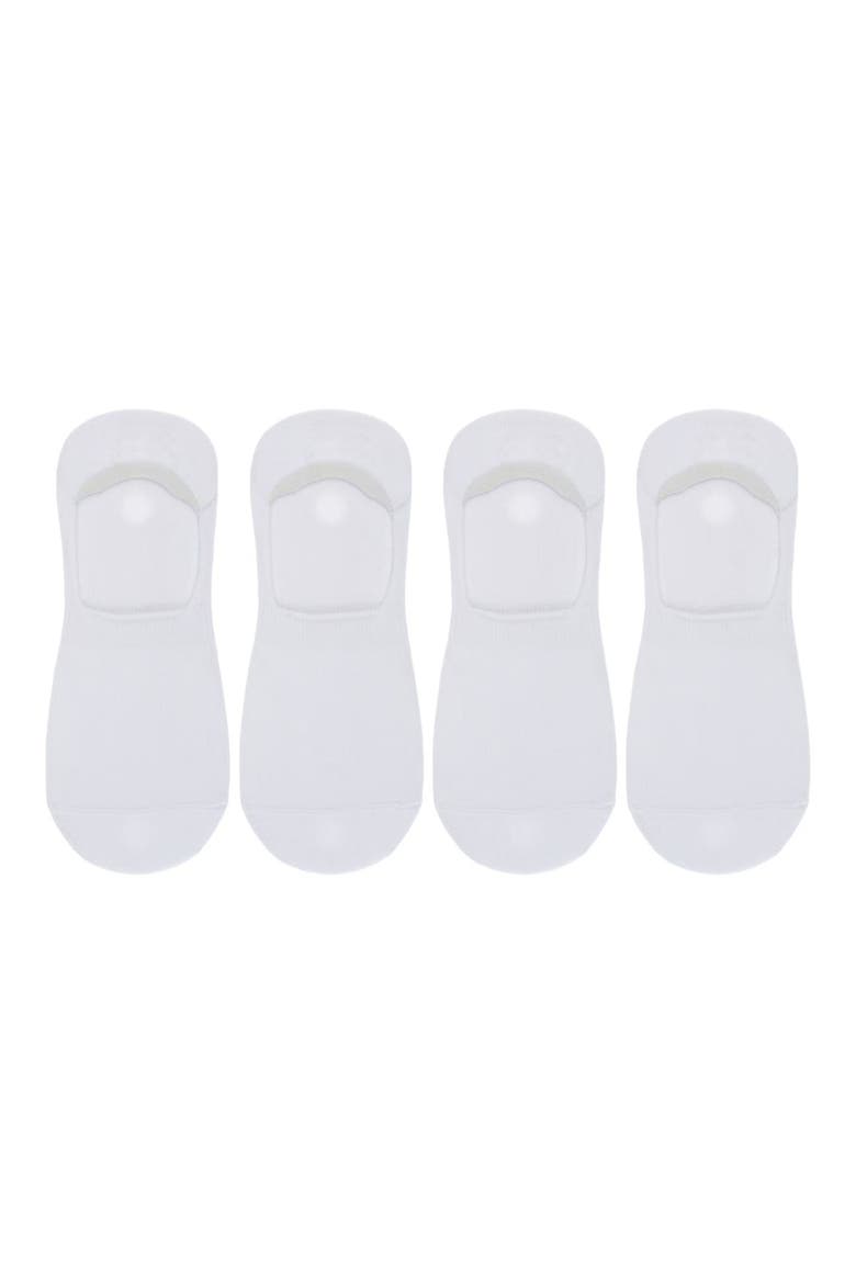 Pack of 4 No-Show Socks, Main, color, WHITE