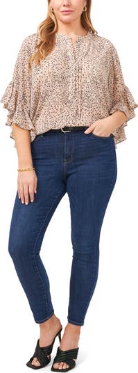 Flutter Sleeve Cheetah Dreams Pintuck Top