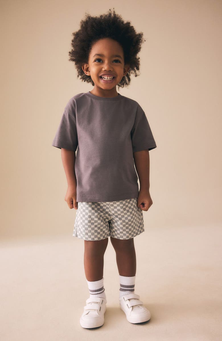 NEXT Kids' Checkerboard Cotton Twill Shorts, Alternate, color, Grey