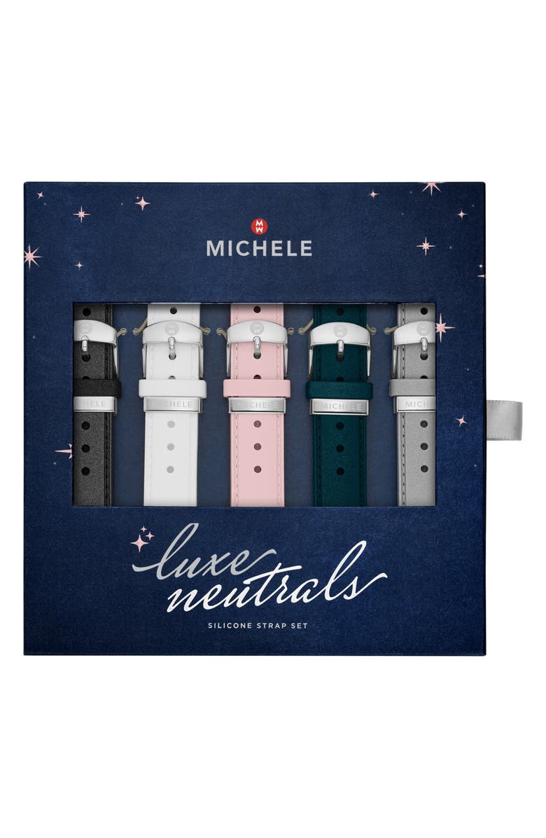 MICHELE Luxe Neutrals 5-Pack 18mm Silicone Watchbands Gift Set, Alternate, color, 