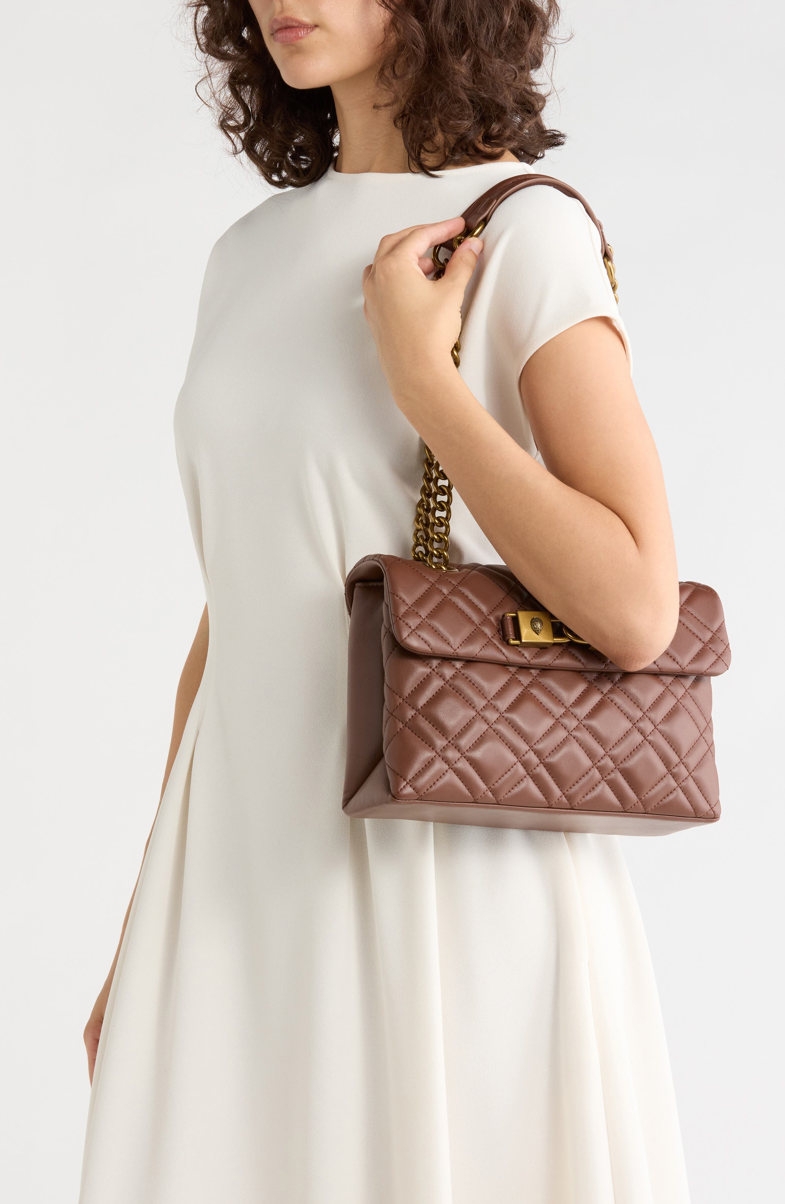 Kingsley Quilted Leather Shoulder Bag, Alternate, color, MEDIUM RED