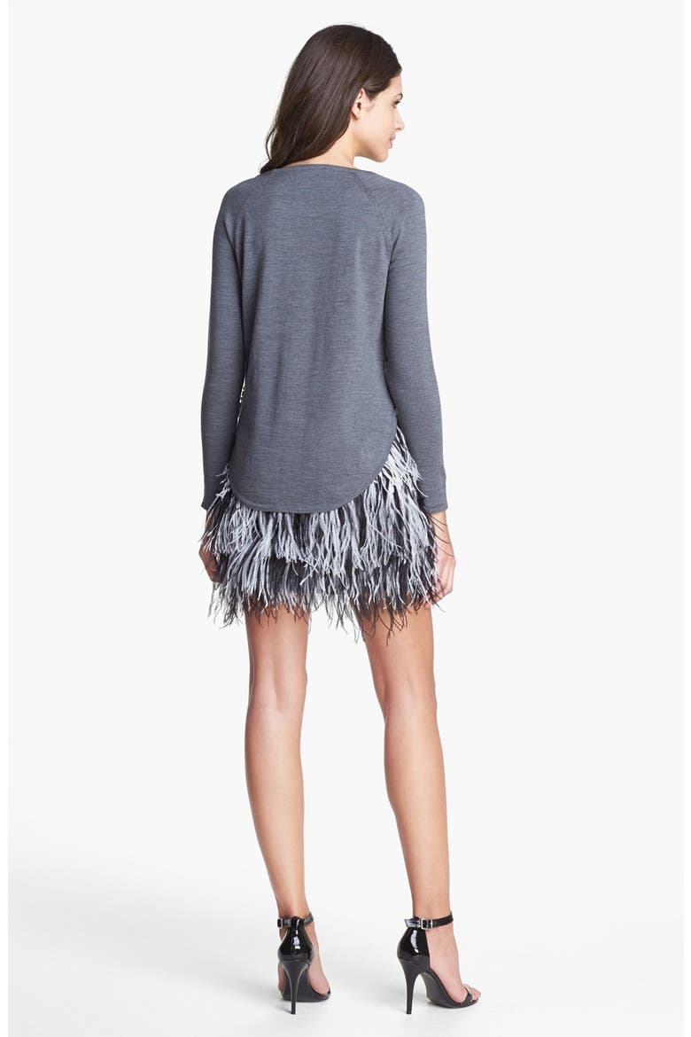Ostrich Feather Miniskirt, Alternate, color, BLACK/ WHITE