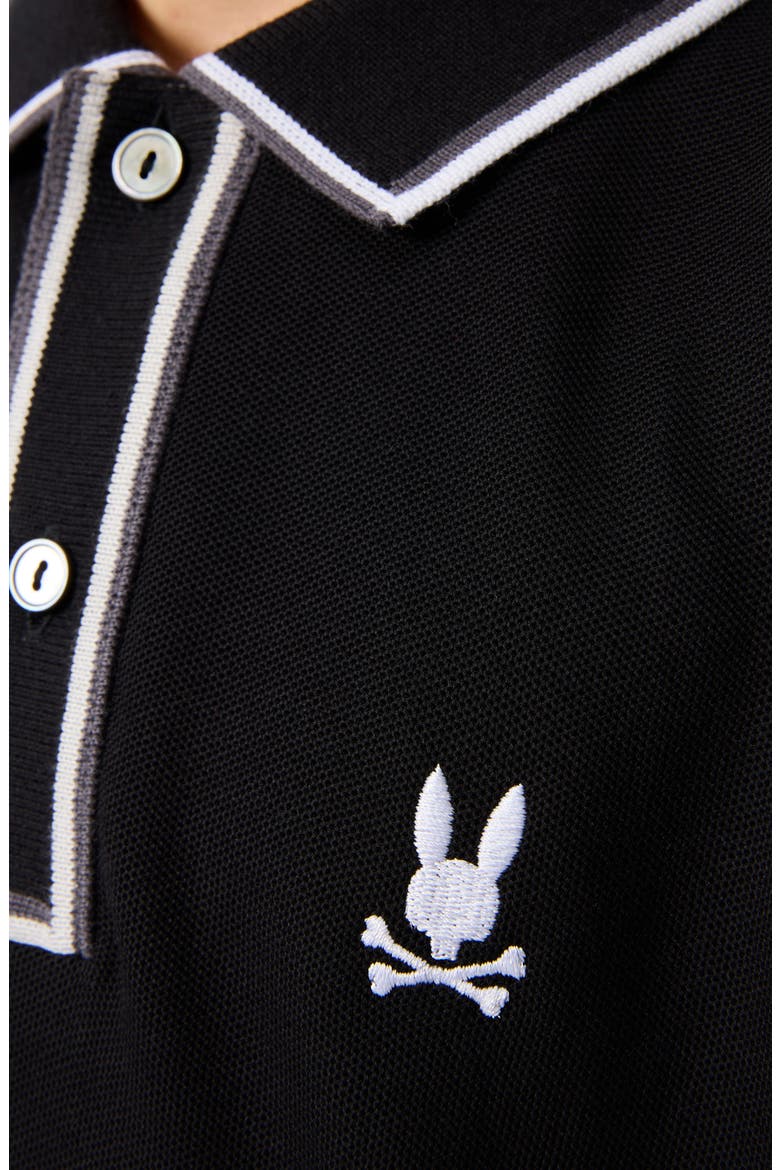 Kids' Kent Tipped Long Sleeve Cotton Polo, Alternate, color, BLACK
