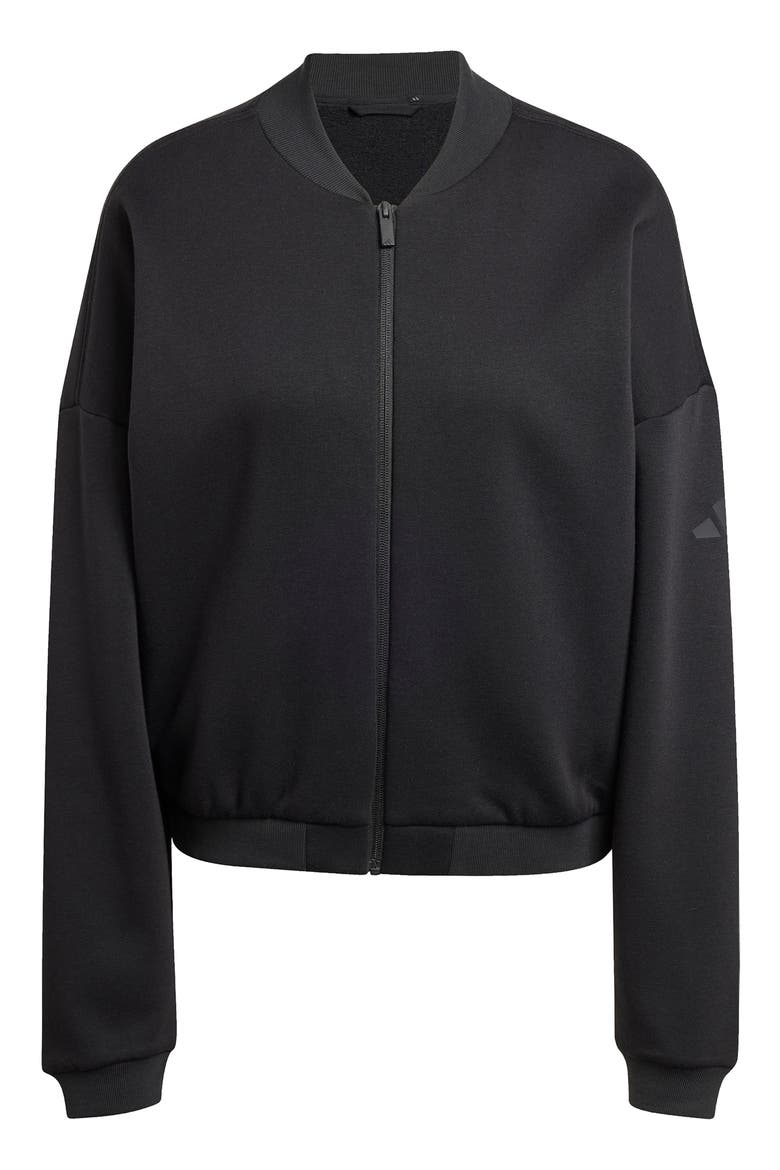 Fleece Bomber Jacket, Alternate, color, BLACK