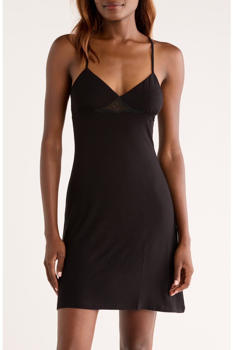 Lace Trim Jersey Chemise, Main, color, NORA LACE