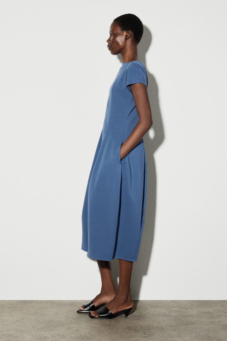 Sculptural Jersey Midi Dress, Alternate, color, BLUE