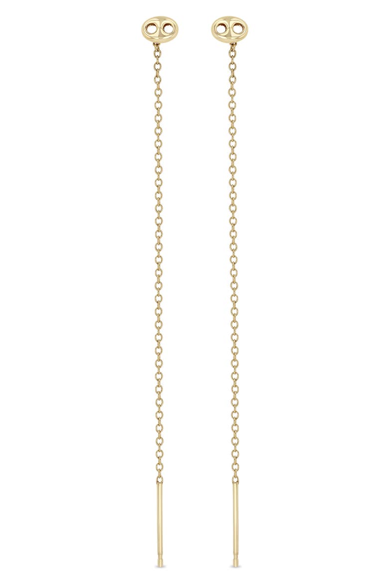 14K Gold Puffer Mariner Link Drop Earrings, Main, color, 14K YELLOW GOLD