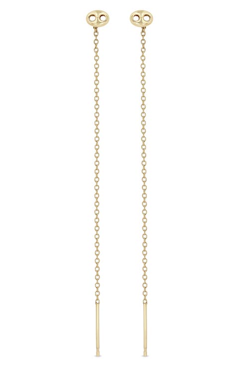 14K Gold Puffer Mariner Link Drop Earrings