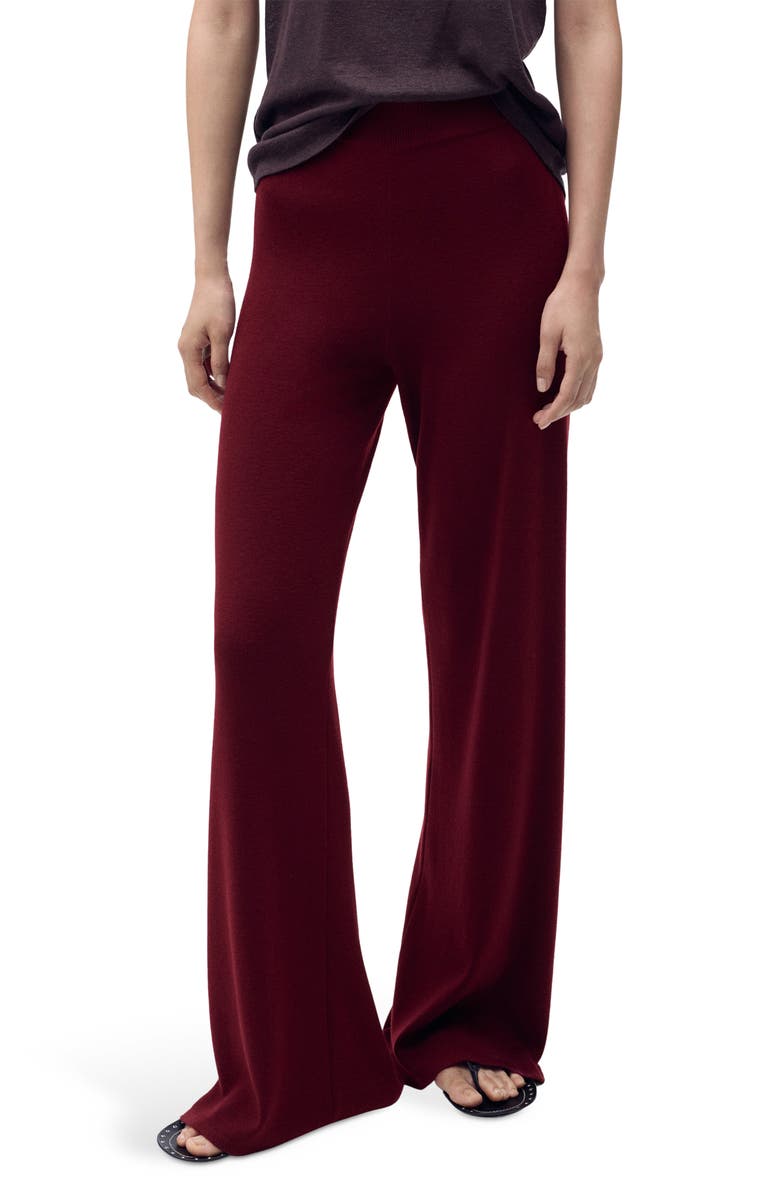 MANGO Pull-On Straight Leg Knit Pants, Main, color, Maroon