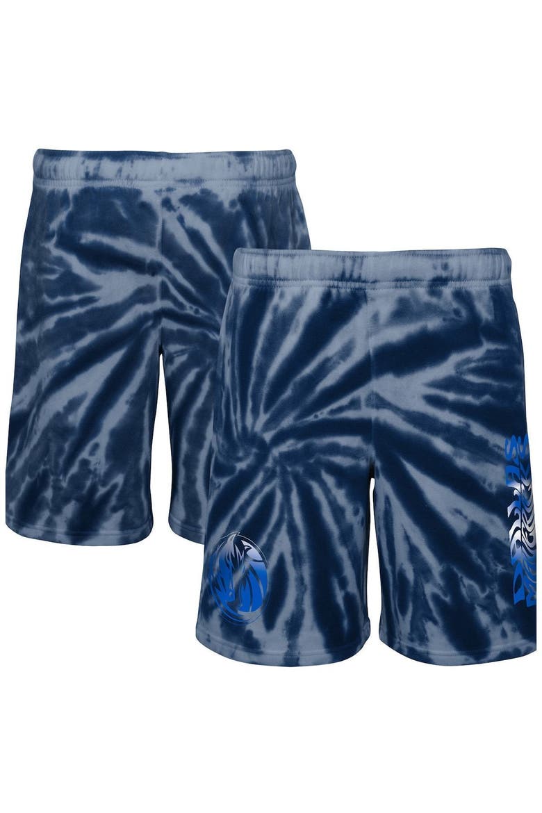 Youth Navy Dallas Mavericks Santa Monica Tie-Dye Shorts, Main, color, White