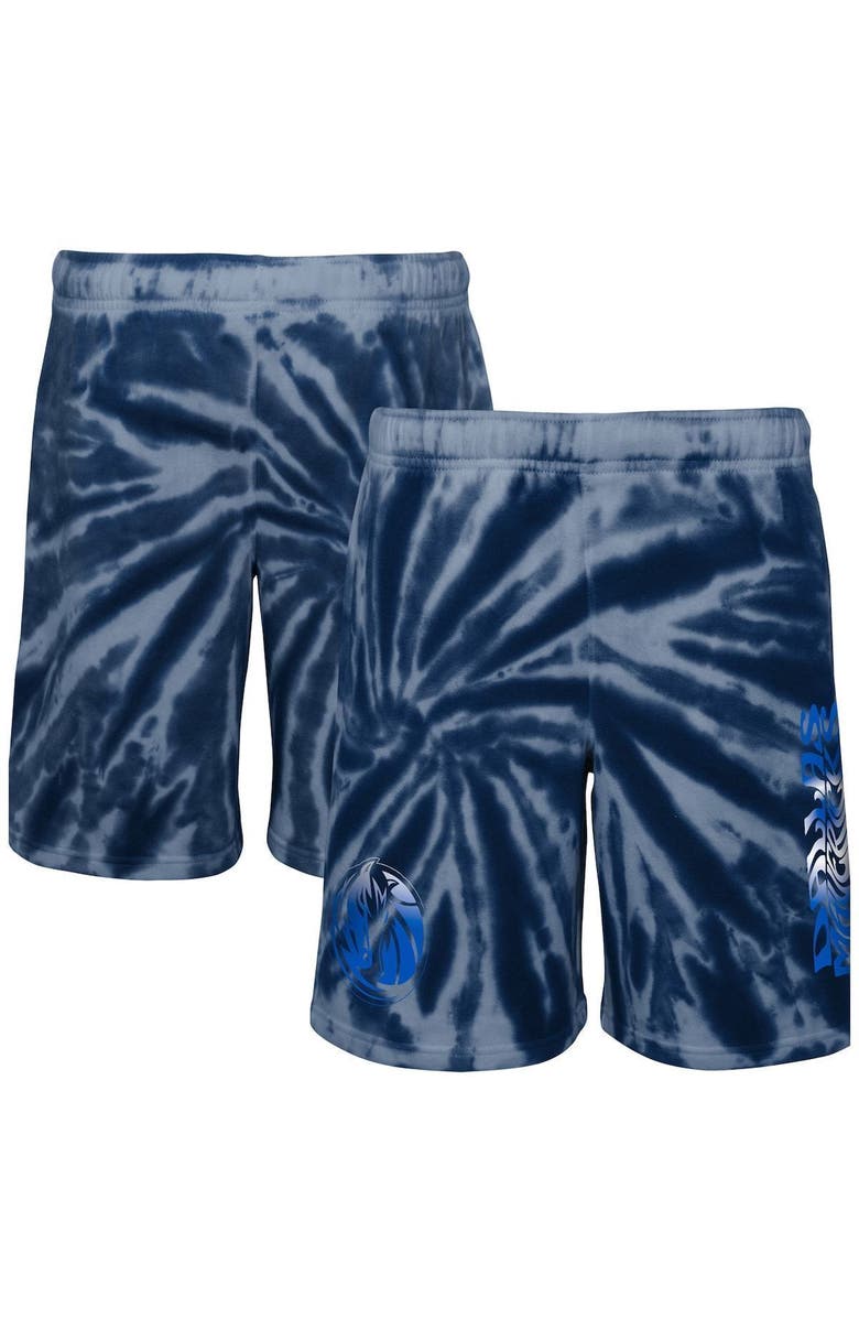 Outerstuff Youth Navy Dallas Mavericks Santa Monica Tie-Dye Shorts, Main, color, White