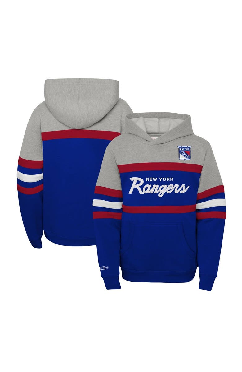 Mitchell & Ness Youth Mitchell & Ness Blue New York Rangers Head Coach Pullover Hoodie, Main, color, Blue