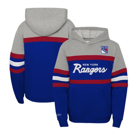 Youth Mitchell & Ness Blue New York Rangers Head Coach Pullover Hoodie