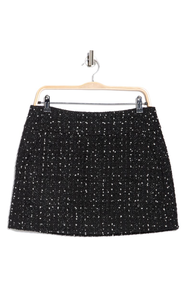 Alice + Olivia Donald Tweed Miniskirt, Alternate, color, Black/ White