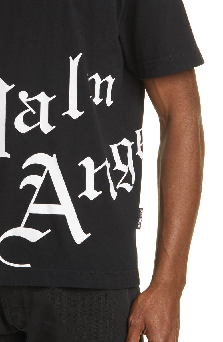 Palm Angels New Gothic Logo Graphic Cotton Tee, Alternate, color, 