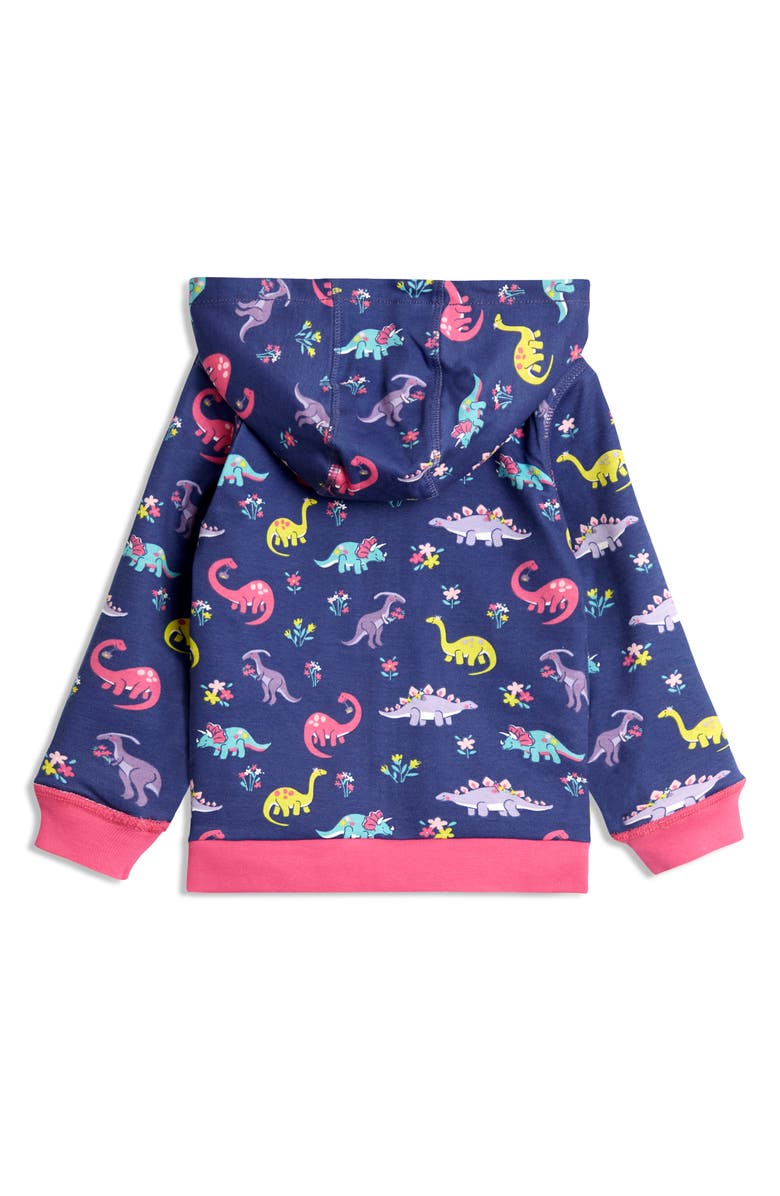JOJO MAMAN BEBE Kids' Dino Appliqué Reversible Zip-Up Hoodie, Alternate, color, Fuchsia