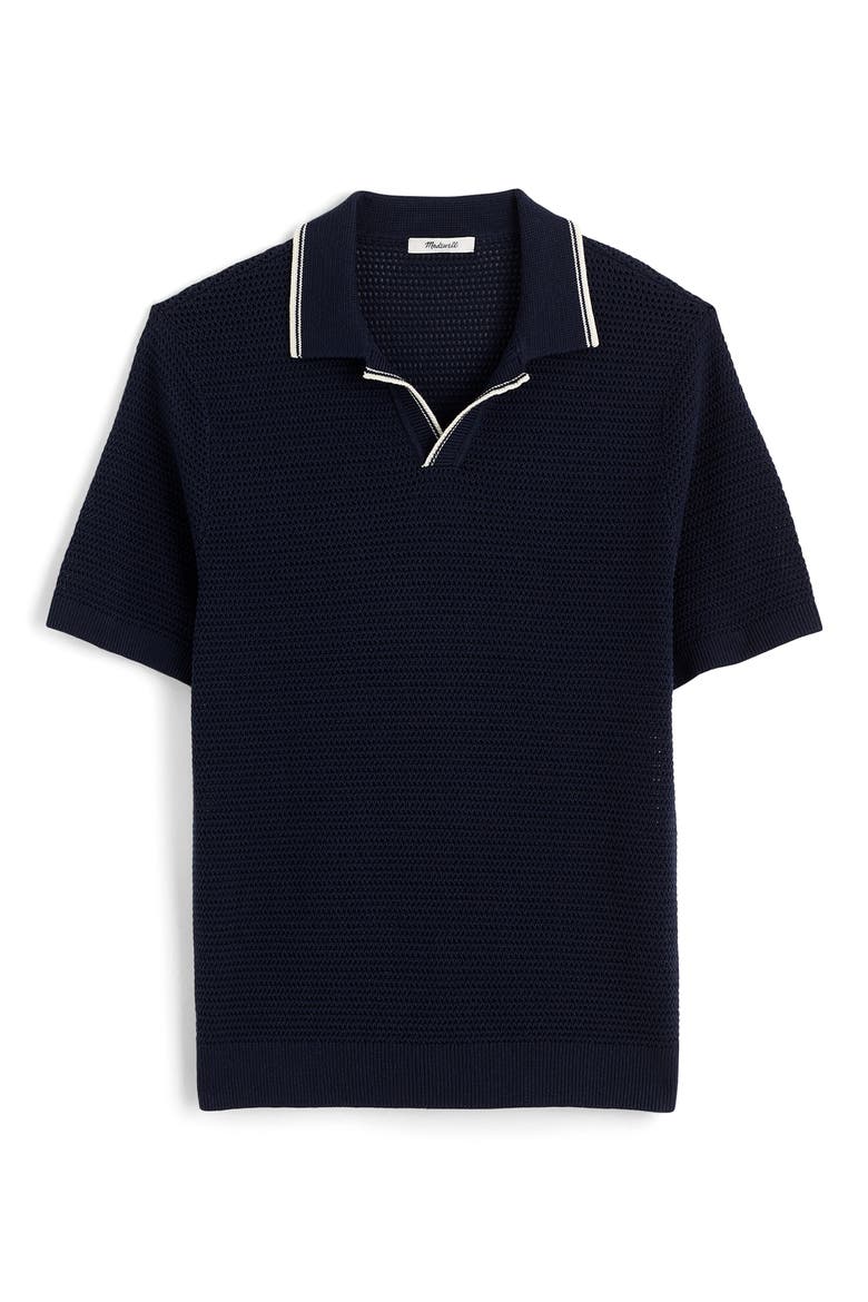Contrast Stitch Johnny Collar Sweater Polo, Alternate, color, INK
