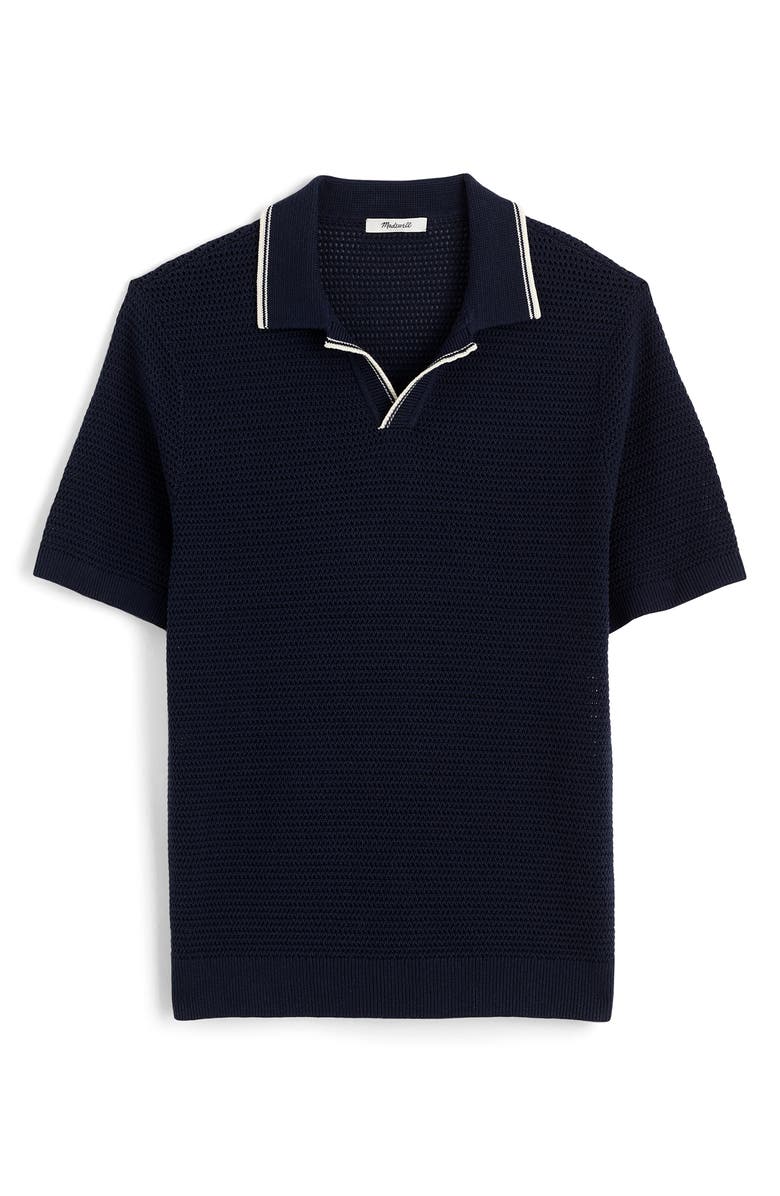 Madewell Contrast Stitch Johnny Collar Sweater Polo, Alternate, color, Ink