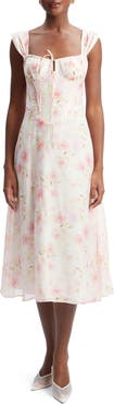 Bardot Esra Floral Corset Midi Dress