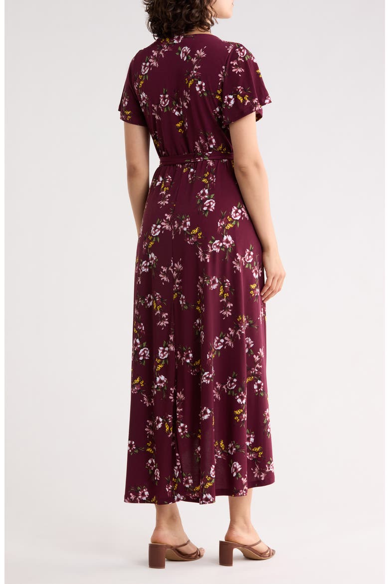 Flutter Sleeve High-Low Dress, Alternate, color, BURGUNDY FLORAL