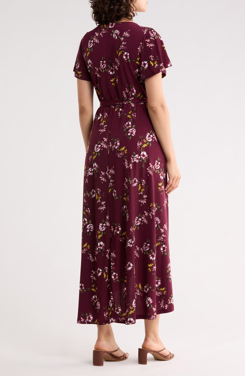 WEST K Flutter Sleeve High-Low Dress, Alternate, color, Burgundy Floral