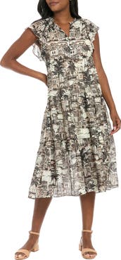 London Times Flutter Sleeve Babydoll Dress