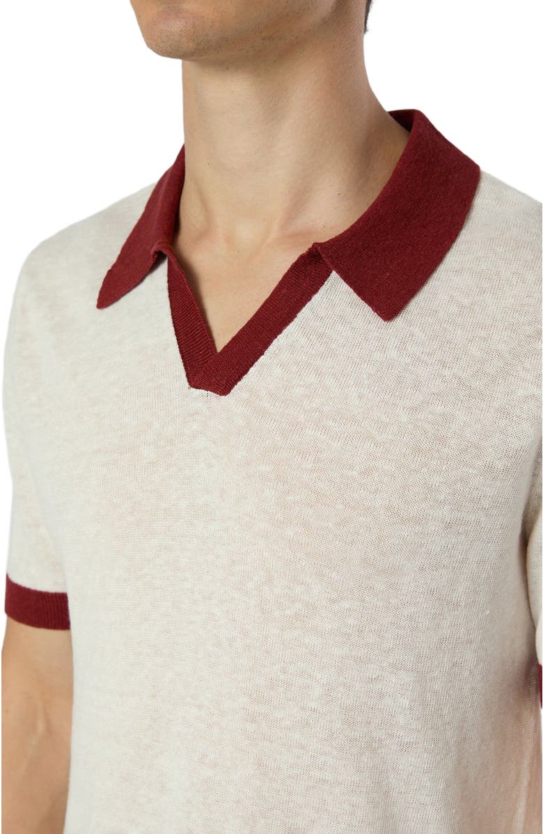 Onia Linen Johnny Polo Sweater, Alternate, color, Salt/Brick