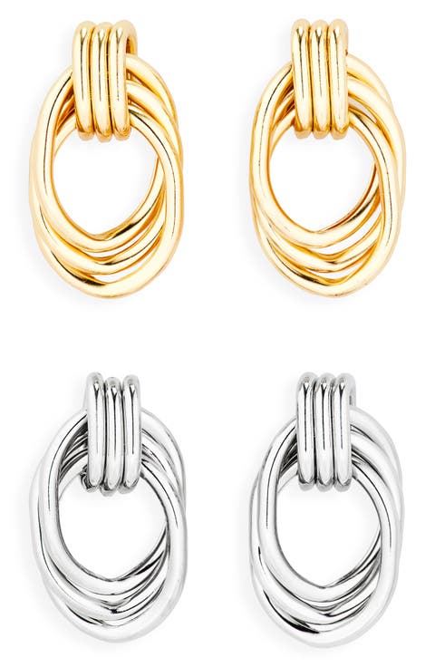Set of 2 Doorknocker Drop Earrings