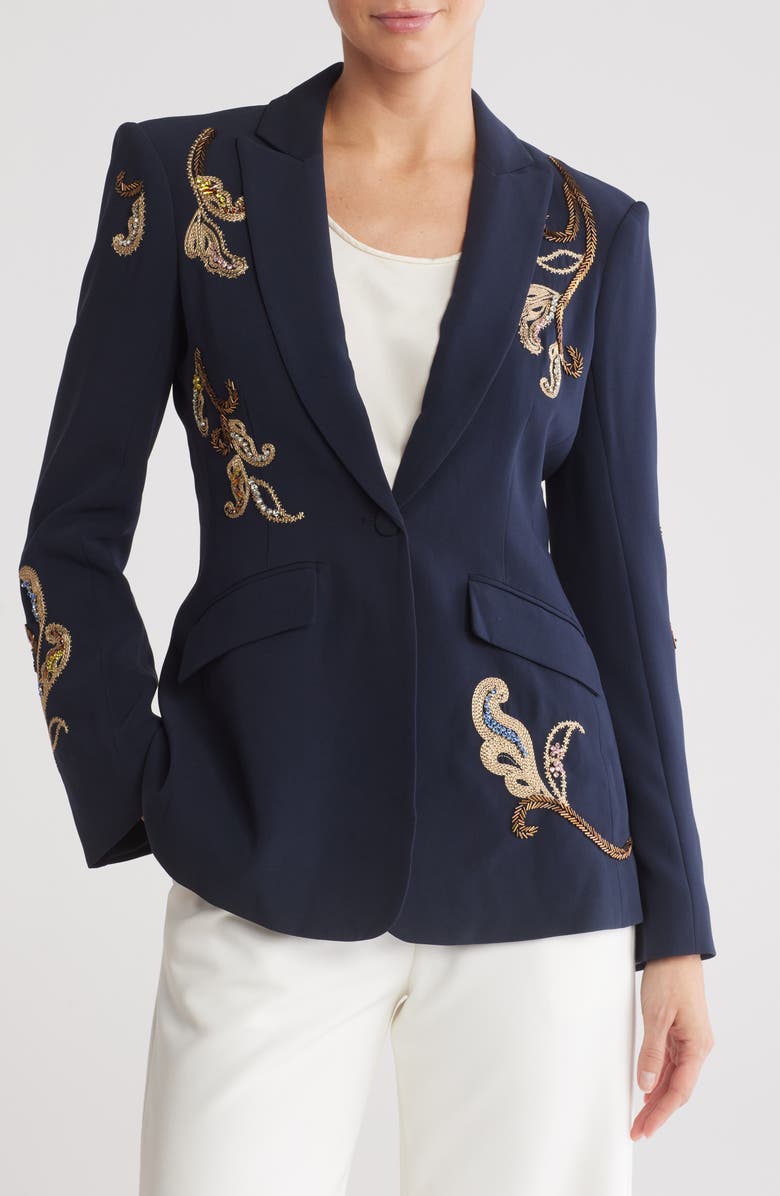 Cinq à Sept Cheyenne Paisley Embellished Blazer, Main, color, 